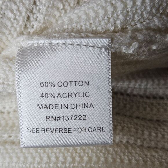 Bella Colori Creamy White Black Scallop Pattern Button Front Cardigan Sweater - Picture 8 of 12